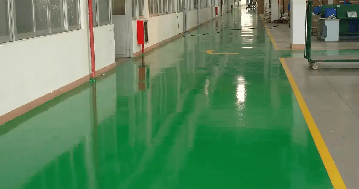 A factory floor professionally covered and marked with epoxy flooring in Spokane, WA
