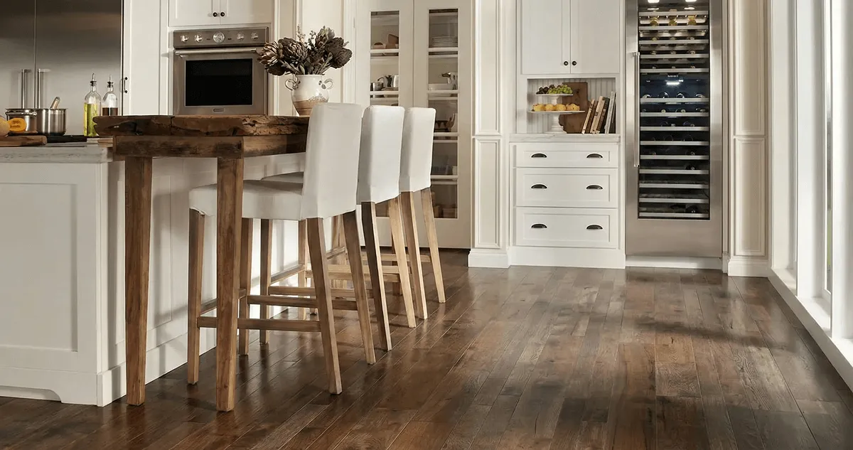 Professionally installed and refinished hardwood flooring in a residential home, showcasing smooth finish and natural wood tones in Spokane, WA