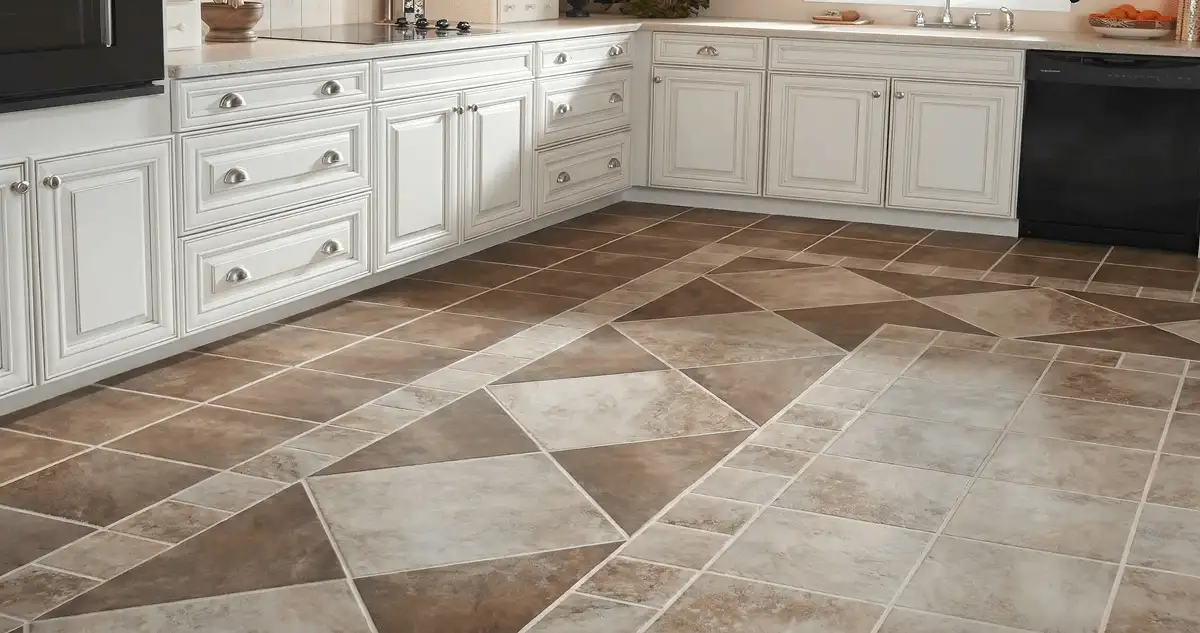 Kitchen with white cabinets and a professionally installed tile floor in Spokane, WA
